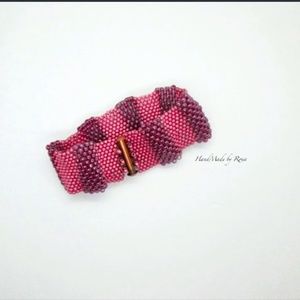 Bracelet: Raspberry Surprise, length with clasp 6 1/2" width  1"